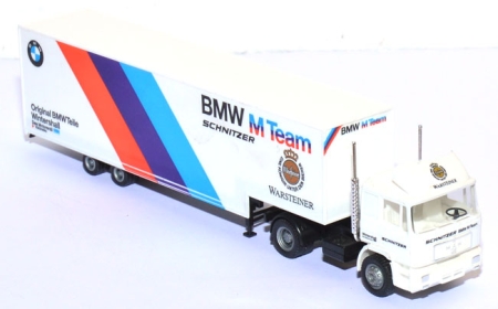 MAN F90 Jumbo-​​Koffersattelzug Renntransporter BMW Warsteiner, Wintershall DTM 1989