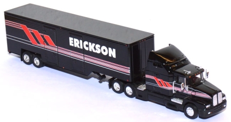 Kenworth T600B with Drop-​Box Van Trailer Trailer Erickson