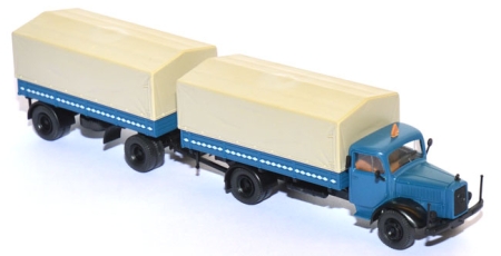 Mercedes-​​​​​Benz L 5000 Pritschen-​​​​​Lastzug blau