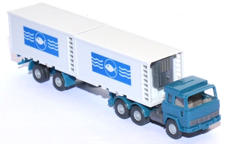 Magirus 235 D 22 FS Kühlcontainersattelzug azurblau
