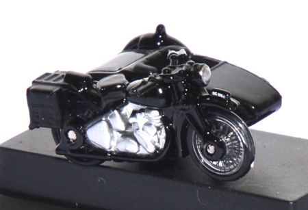 Motorrad mit Seitenwagen Polizei schwarz 1:76