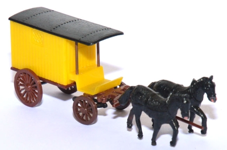 Pferdegespann Bauwagen rapsgelb