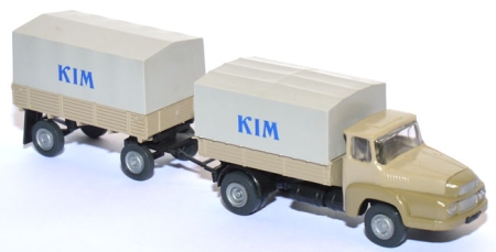 Unic Izoard Pritschen-Lastzug KIM braubbeige