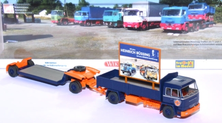 Büssing BS 16 Tieflader-Anhängerzug Oldtimerbergung mit Plakatwand Heinrich Büssing
