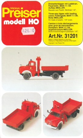 MAN 11.136 Kipper mit Ladekran Feuerwehr Bausatz