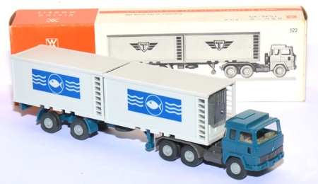 Magirus 235 D 22 FS Kühlcontainersattelzug azurblau