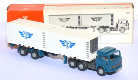 Magirus 235 D 22 FS Kühlcontainersattelzug azurblau