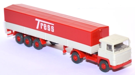 Scania 111 Pritschensattelzug Tress grauweiß