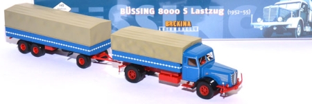 Büssing 8000 S Pritschen-​Lastzug blau