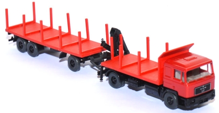 MAN F90 Rungenhängerzug / Holztransporter mit Ladekran