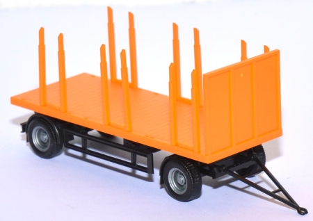 Flachbettanhänger mit Rungen orange