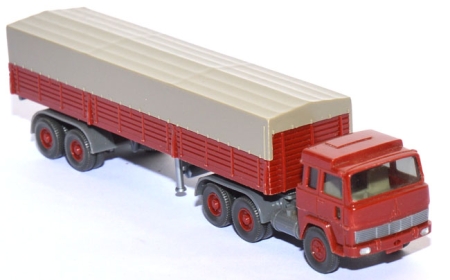 Magirus 235 D Pritschen-​Sattelzug weinrot