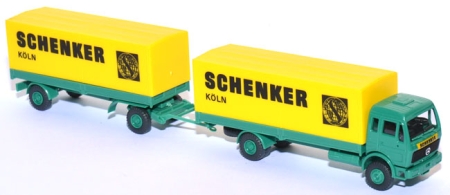 Mercedes-​Benz NG 1632 Pritschenlastzug Schenker Köln grün