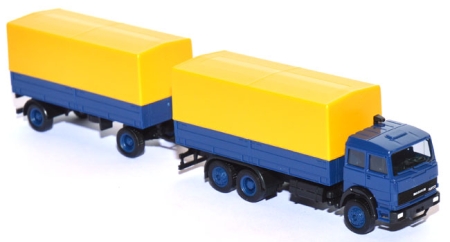 Iveco Magirus Pritschen-Lastzug blau