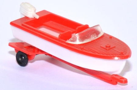 Motorboot auf Anhänger rot