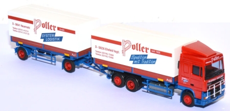 DAF XF 95 SC Wechselpritschen-​Lastzug Poller rot