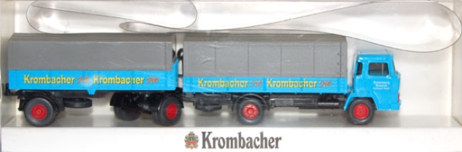 Magirus 100 D 7 Pritschenlastzug Krombacher adriablau