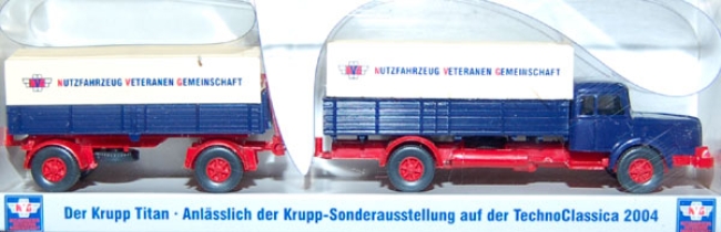 Krupp Titan Pritschenlastzug mit Anhänger 2achsig stahlblau
