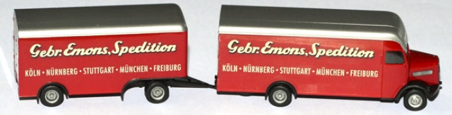 MAN L 850 Möbelkoffer-Lastzug Emons Spedition braun