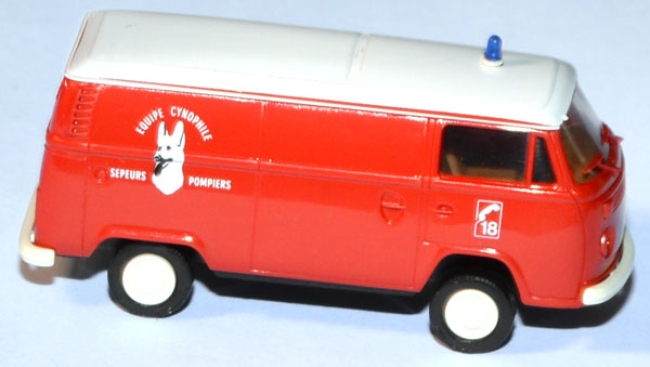 VW T2 Kasten Feuerwehr Sapeurs Pompiers Equipe Cynophile Frankreich rot