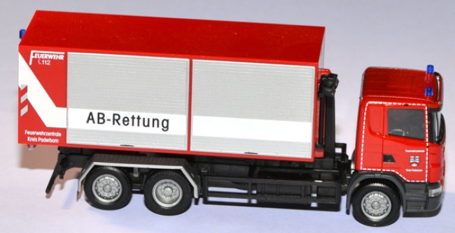 Scania R Abrollcontainer-LKW AB-Rettung Feuerwehr Paderborn rot