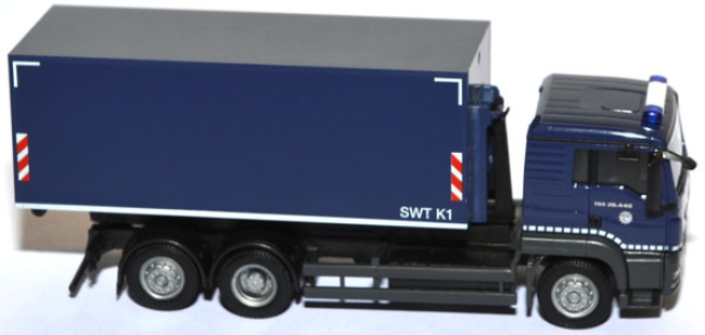 MAN TGS L Abrollcontainer-LKW Bundespolizei Fahrschule blau