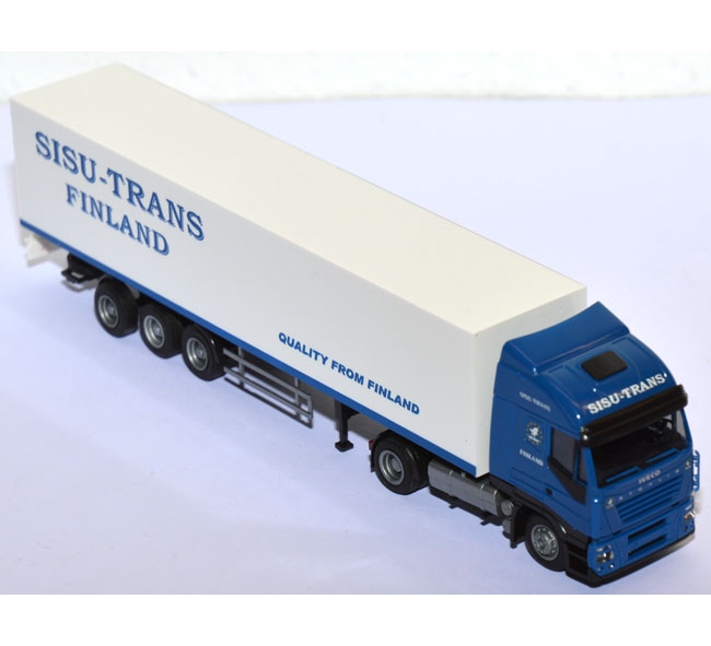 Iveco Stralis Active Space Koffersattelzug Sisu-Trans Finnland blau