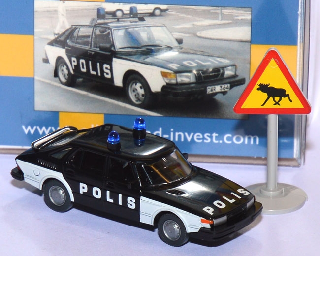 Saab 900 Turbo Polis Polizei Schweden schwarz