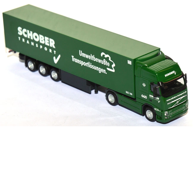 Volvo XL Kühlkoffersattelzug Schober grün