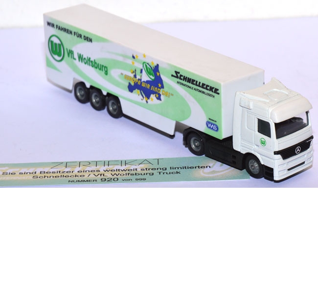 Mercedes-Benz Actros Koffersattelzug Schnellecke VfL Wolfsburg weiß