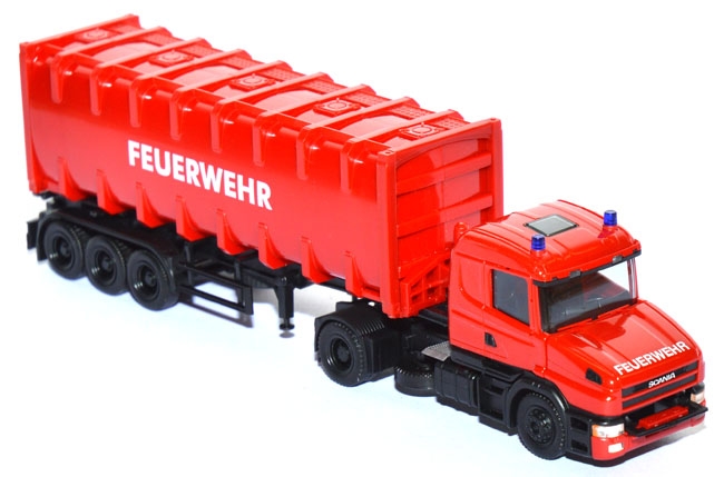 Scania Hauber Bulkcontainer-Sattelzug Feuerwehr rot