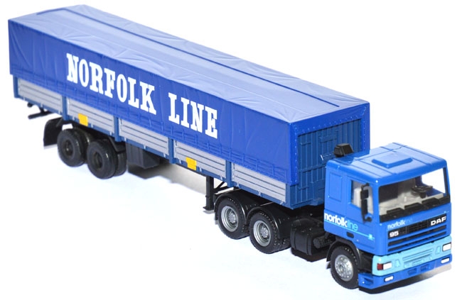 DAF 95 Pritschensattelzug Norfolk Line Norwegen blau