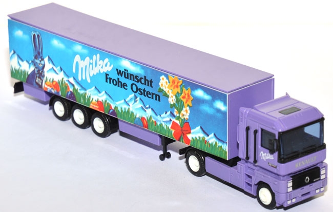 Renault AE 500 Magnum Kühlkoffersattelzug Milka Ostern lila