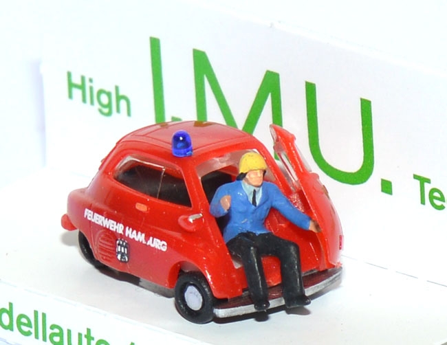 BMW Isetta 300 Feuerwehr Hamburg mit Figur rot