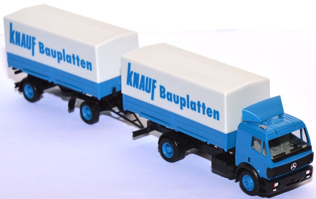 Mercedes-Benz NG Wechselpritschen-Lastzug Knauf Bauplatten blau