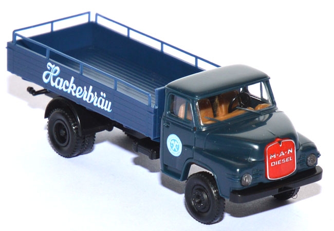 MAN 520 Kurzhauber Bierpritschen-LKW Hackerbräu blau