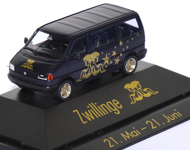 VW T4 Caravelle Bus Sternzeichen Zwillinge dunkelblau