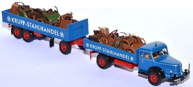 Krupp Südwerke Titan Pritschen-Lastzug Krupp-Stahlhandel mit Ladung Schrott