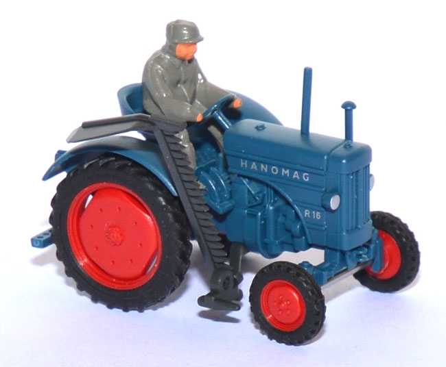 Hanomag R 16 Schlepper mit Mähwerk blaugrün