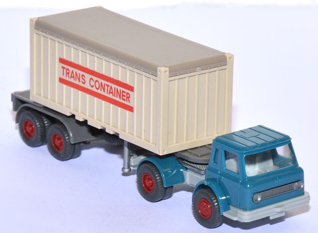 International Harvester open-top Containersattelzug Trans-Container azurblau