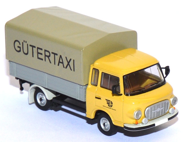 Barkas B 1000 Pritsche mit Plane Gütertaxi - VEB Güterkraftverkehr Dresden gelb