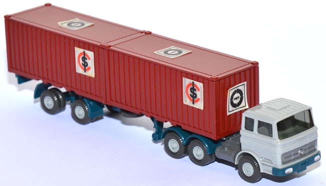 Mercedes-​Benz LPS 2223 Stahlcontainersattelzug IWT / ICS silbergrau