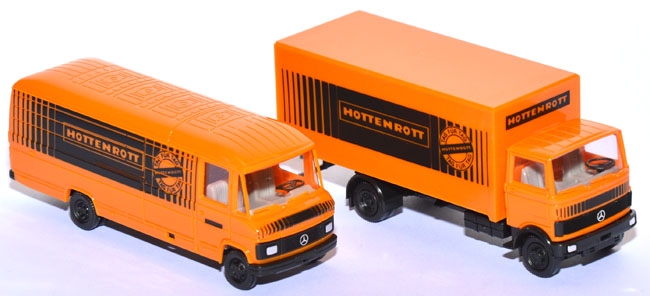 Mercedes-Benz 508 D Kasten und LP 1013 Koffer - Set Hottenrott Goslar orange