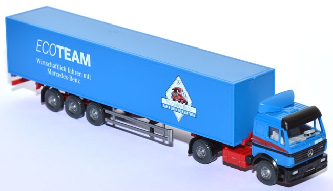 Mercedes-​Benz SK 1844 Koffersattelzug Ecoteam signalblau