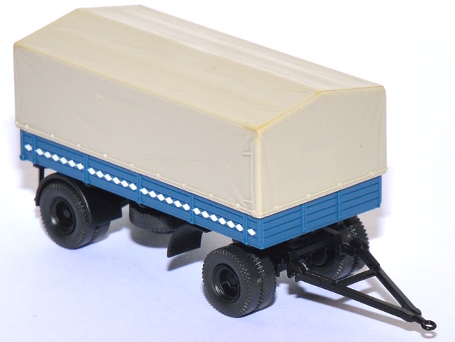 Pritschen-​​LKW-​Anhänger 2achsig Zwillingsbereifung blau