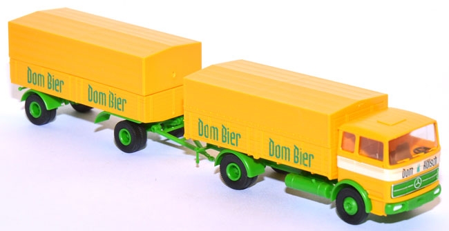 Mercedes-​Benz LP 1620 Pritschenlastzug Dom Bier gelb