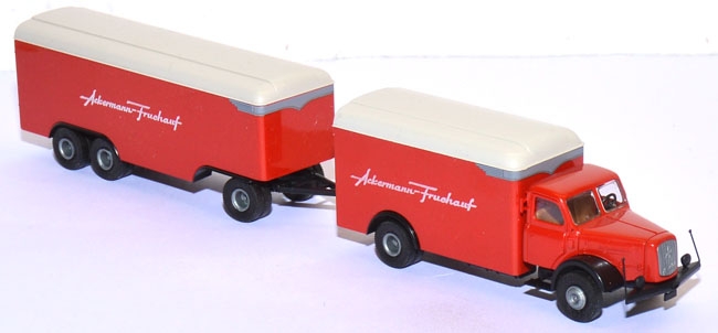 Henschel HS 140 Möbelkoffer-Lastzug Ackermann-Fruehauf rot