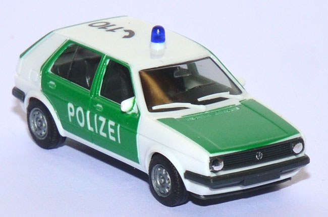 VW Golf 2 facelift 4türig Polizei Tel. 110 grün