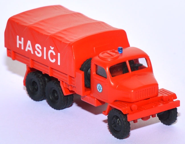 Praga V3S Pritschen-​LKW mit Plane Feuerwehr Hasici rot