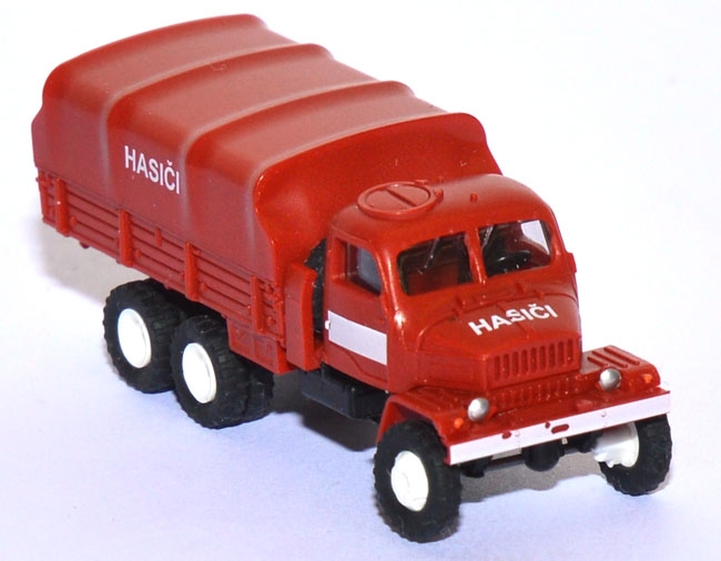 Praga V3S Pritschen-LKW mit Plane Hasici Feuerwehr rot 1:120 / TT